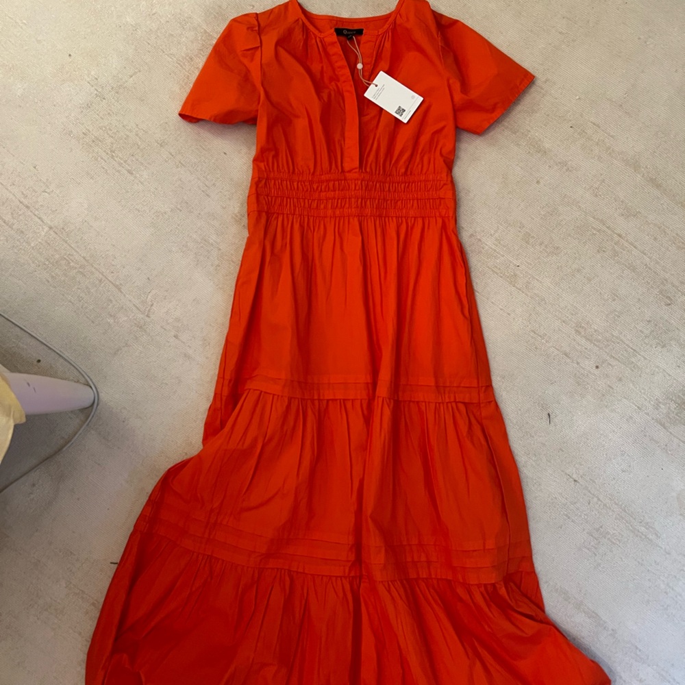 Quince Orange Tiered Puff Sleeve Sundress